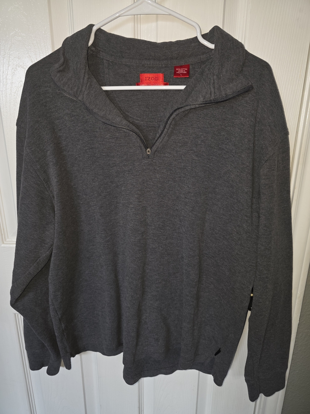 Izod Men’s Zip-Up Pullover Sweater in Dark Gray